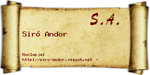 Siró Andor névjegykártya
